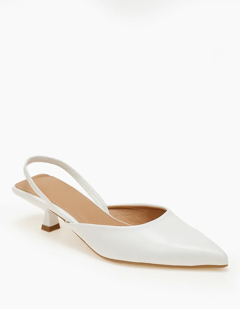 Γόβες slingback με χαμηλό τακούνι - Λευκό