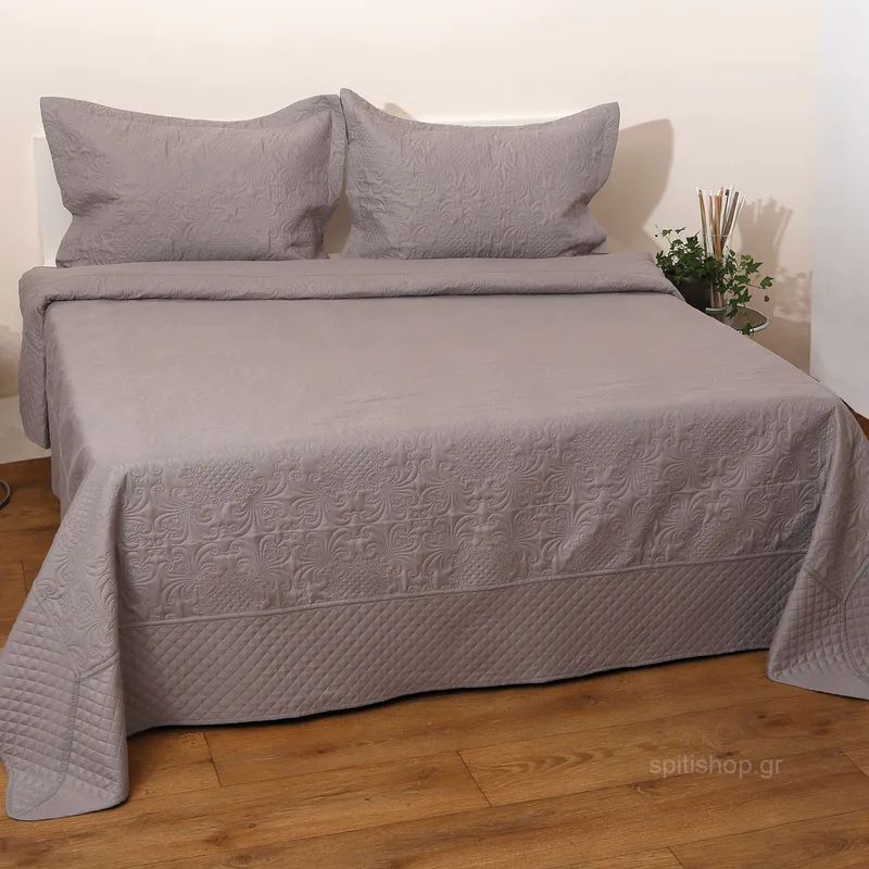 Κουβερλί Υπέρδιπλο (Σετ 220x240) Anna Riska Bedcover Olivia Grey