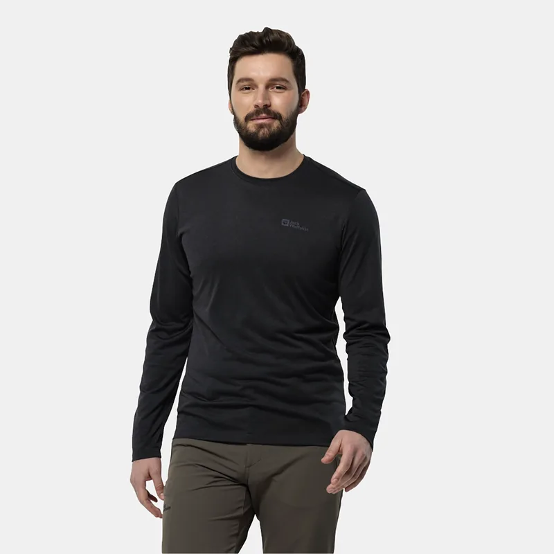 JACK WOLFSKIN SKY THERMAL LONG SLEEVE FUNCTIONAL SHIRT ΜΑΥΡΟ