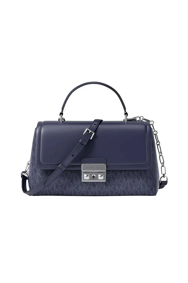 Michael Kors γυναικεία τσάντα crossbody με all-over monogram και μεταλλικό λογότυπο "Tribeca Extra-Small" - 32R6S2RC0B Σκούρο Μπλε