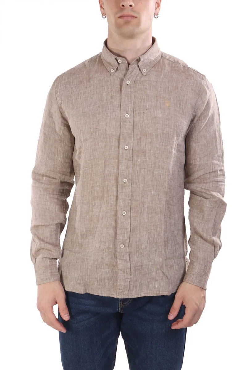 U.S.POLO ASSN ΠΟΥΚΑΜΙΣΟ BUTTON DOWN SLIM FIT ΛΙΝΟ ΜΠΕΖ