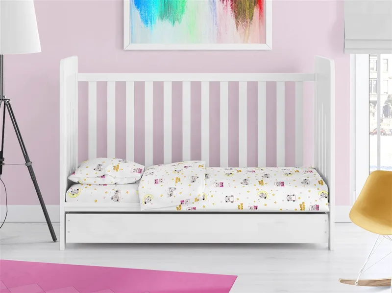 ΣΕΝΤΟΝΙΑ ΕΜΠΡΙΜΕ ΣΕΤ 3 τεμ bebe Sweet Dreams 553 120X160 White-Ροζ 100% Cotton