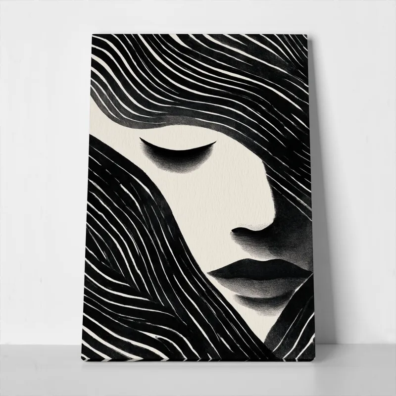Πίνακας σε Καμβά BOHO BLACK & WHITE WOMAN FACE 8