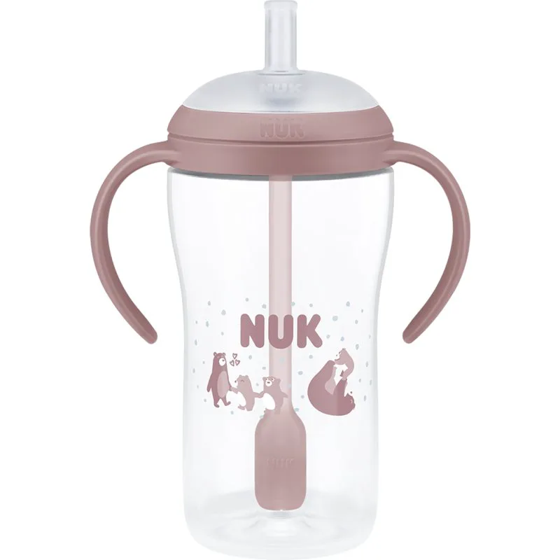 NUK Perfect Match Bear μπουκάλι με καλαμάκι 8m+ 260 ml
