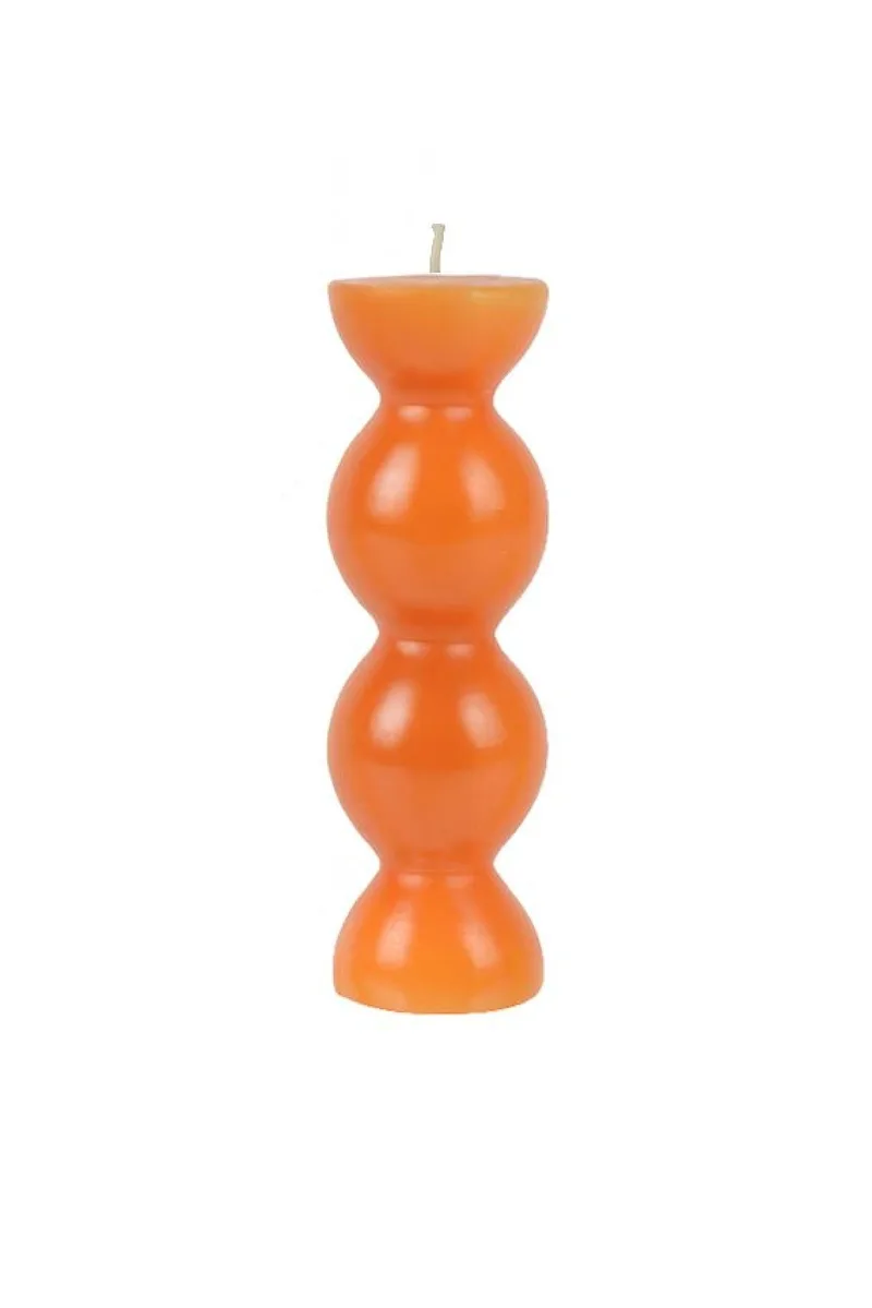 Κερι Μονοχρωμο Με Κυματιστο Σχεδιο 13.5Cm 4.2x4.2x13.5cm Πορτοκαλί Kaeming