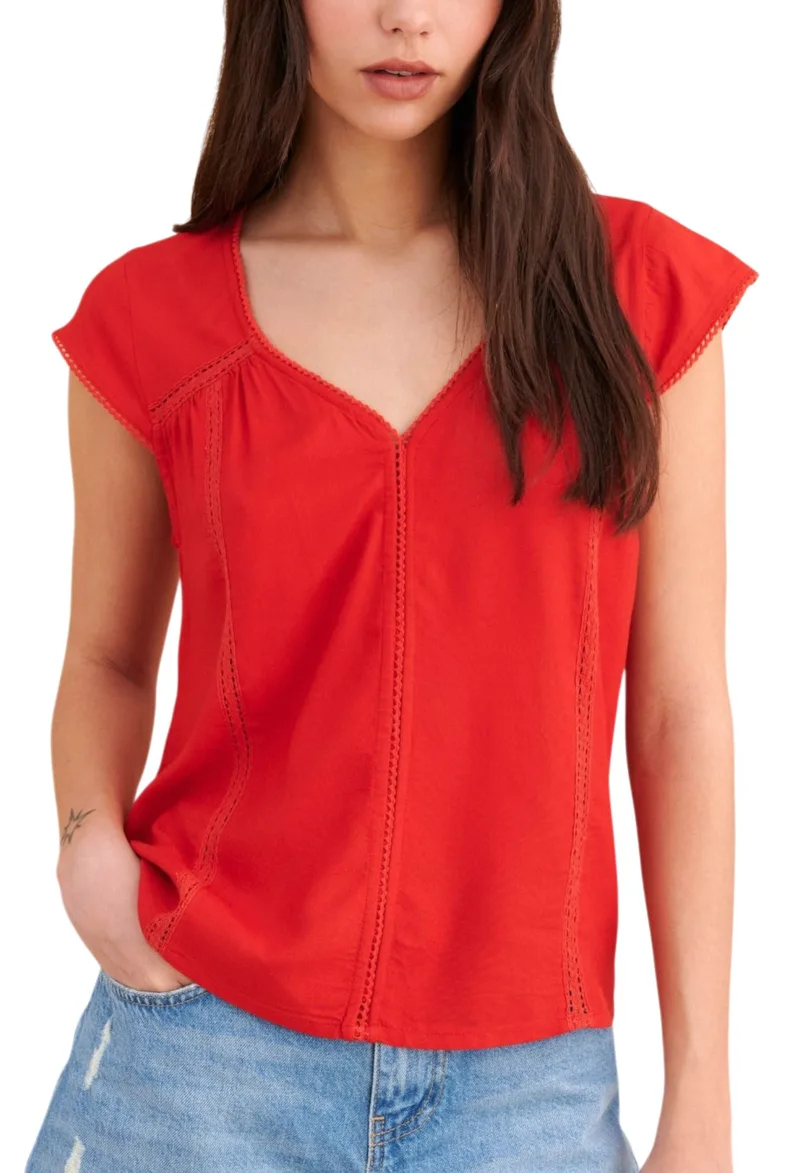 Top Attrattivo Αμάνικο Μονόχρωμο 9912387H-RED Γυναικείο
