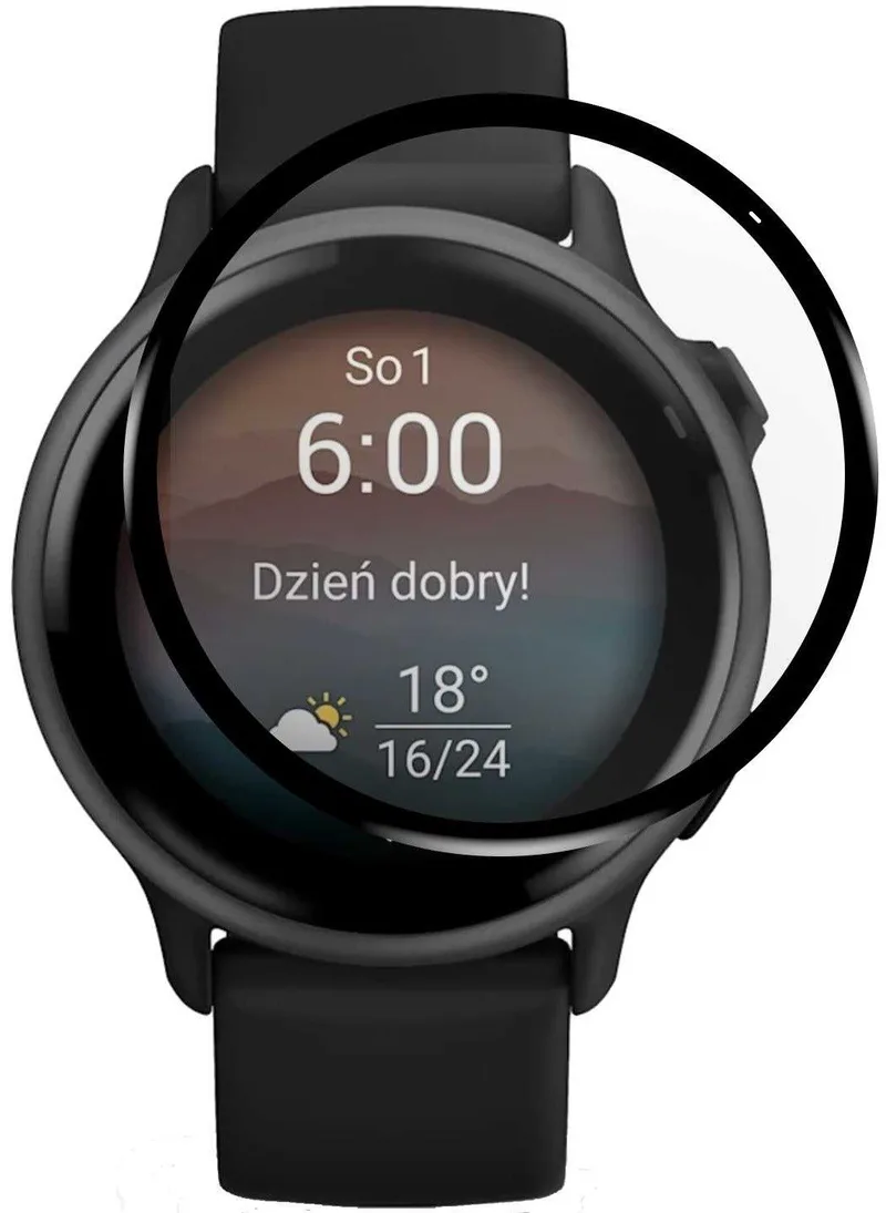 Hybrid Glass Garmin Vivoactive 6 Spacecase Smartwatch Αντιχαρακτικό Προστατευτικό Υβριδικό Οθόνης - Black (5905719119591)