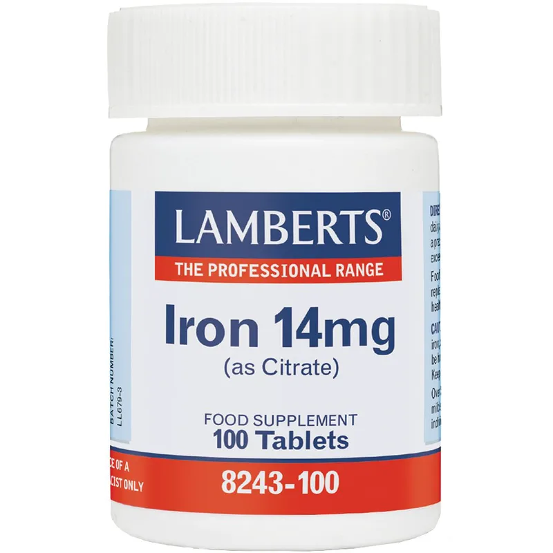 Lamberts Iron Συμπλήρωμα Διατροφής Σιδήρου σε Κιτρική Μορφή Κατάλληλο για Άτομα με Γαστρεντερικές Διαταραχές Άμεσης Απορρόφησης 100tabs