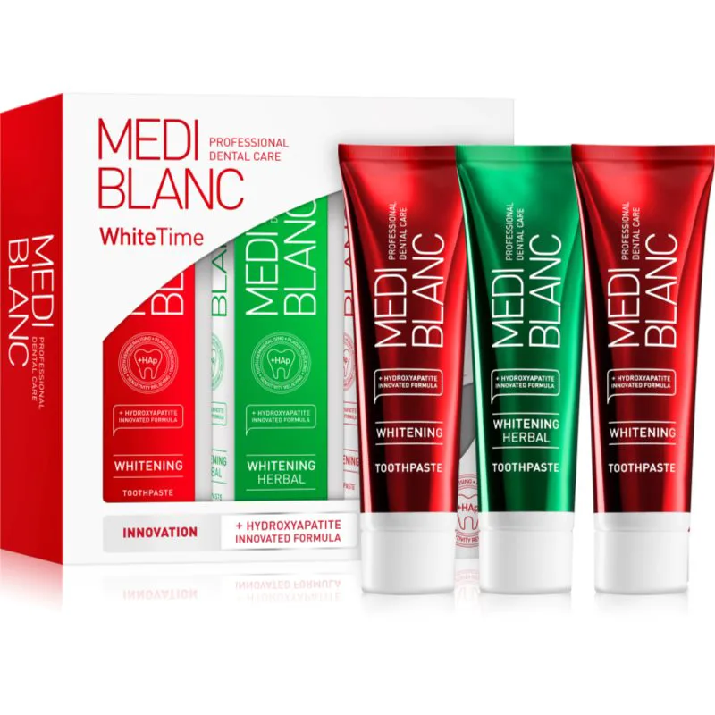 MEDIBLANC Dental Care White Time Set Σετ οδοντιατρικής φροντίδας για λαμπερά λευκά δόντια 3x100 ml
