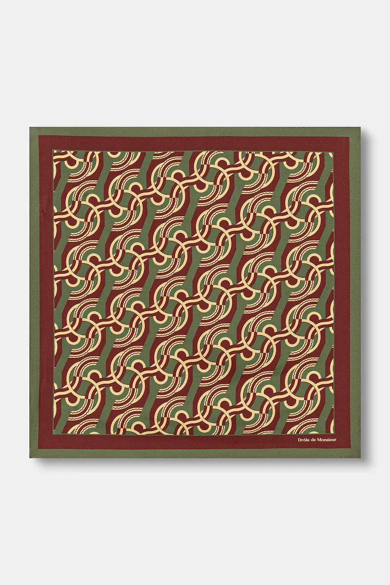 Drôle de Monsieur τετράγωνο μαντήλι ανδρικό μεταξωτό Chain Link Monogram