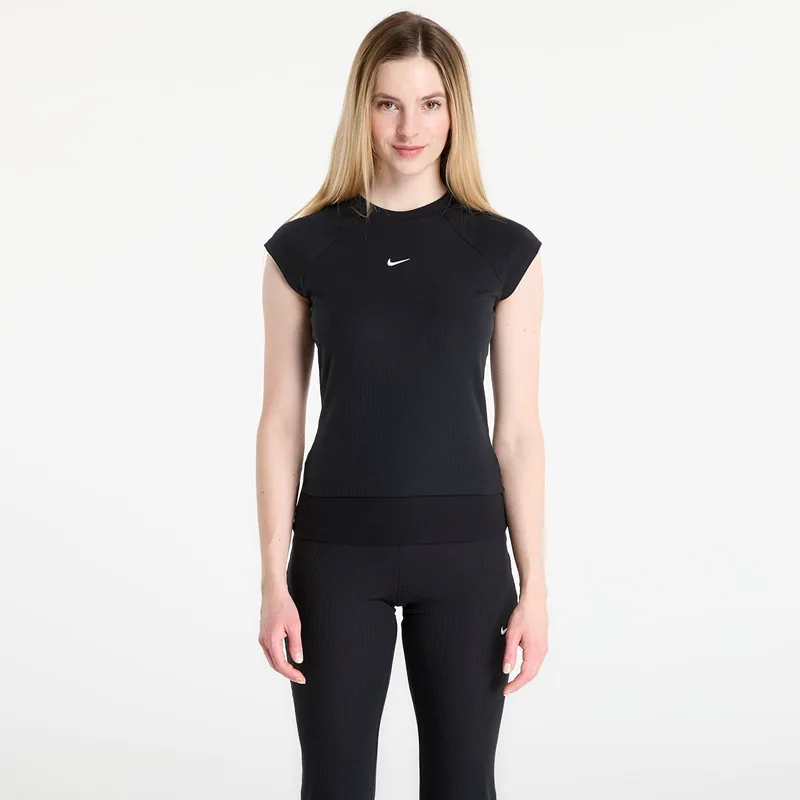 Μπλουζάκι Nike Sportswear Chill Knit Women's Tight Short-Sleeve Ribbed Top Black/ Sail S