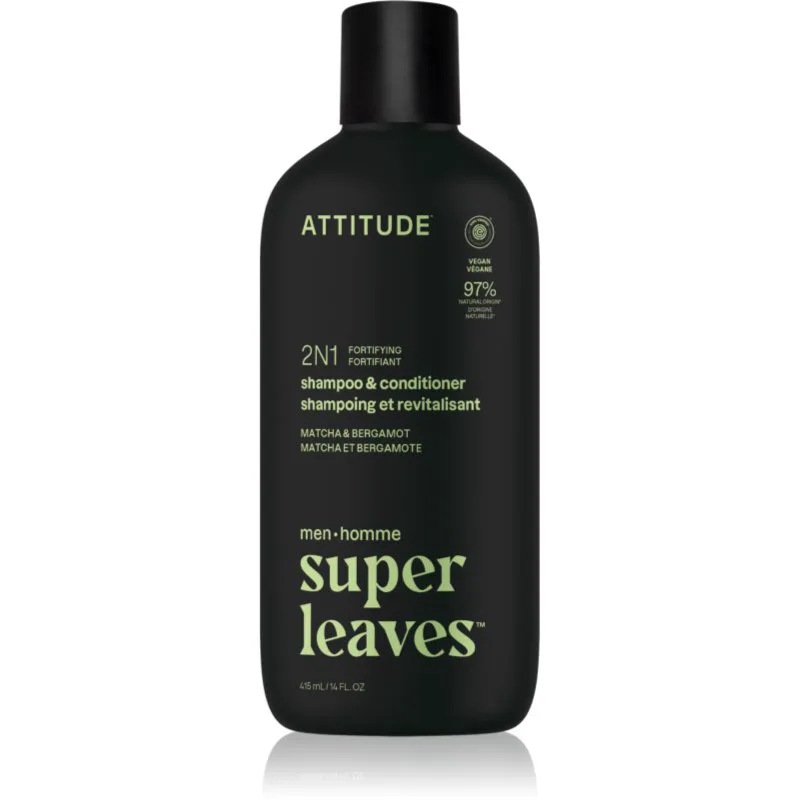 Attitude Super Leaves Matcha & Bergamot σαμπουάν και μαλακτικό 2 σε 1 για άντρες 415 ml