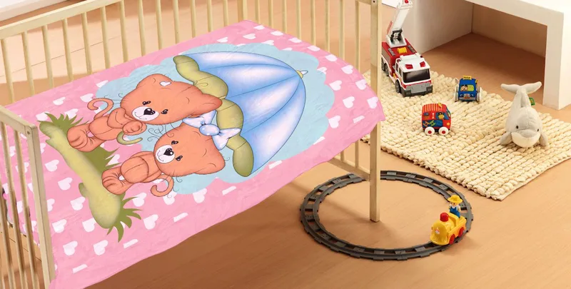 ΚΟΥΒΕΡΤΑ bebe Rainy Bears 06 110Χ140 Ροζ Βελουτέ polyester