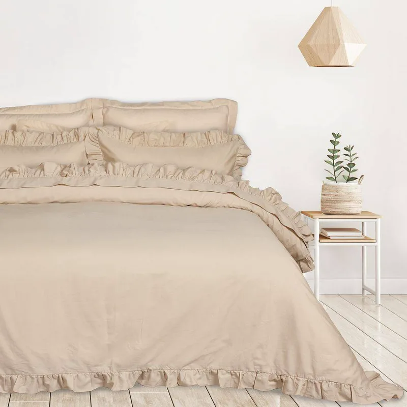 ΣΕΝΤΟΝΙΑ ΥΠΕΡΔΙΠΛΑ DAS HOME DAILY 3168 TAUPE ΣΕΤ 4 ΤΜΧ (240X270CM)