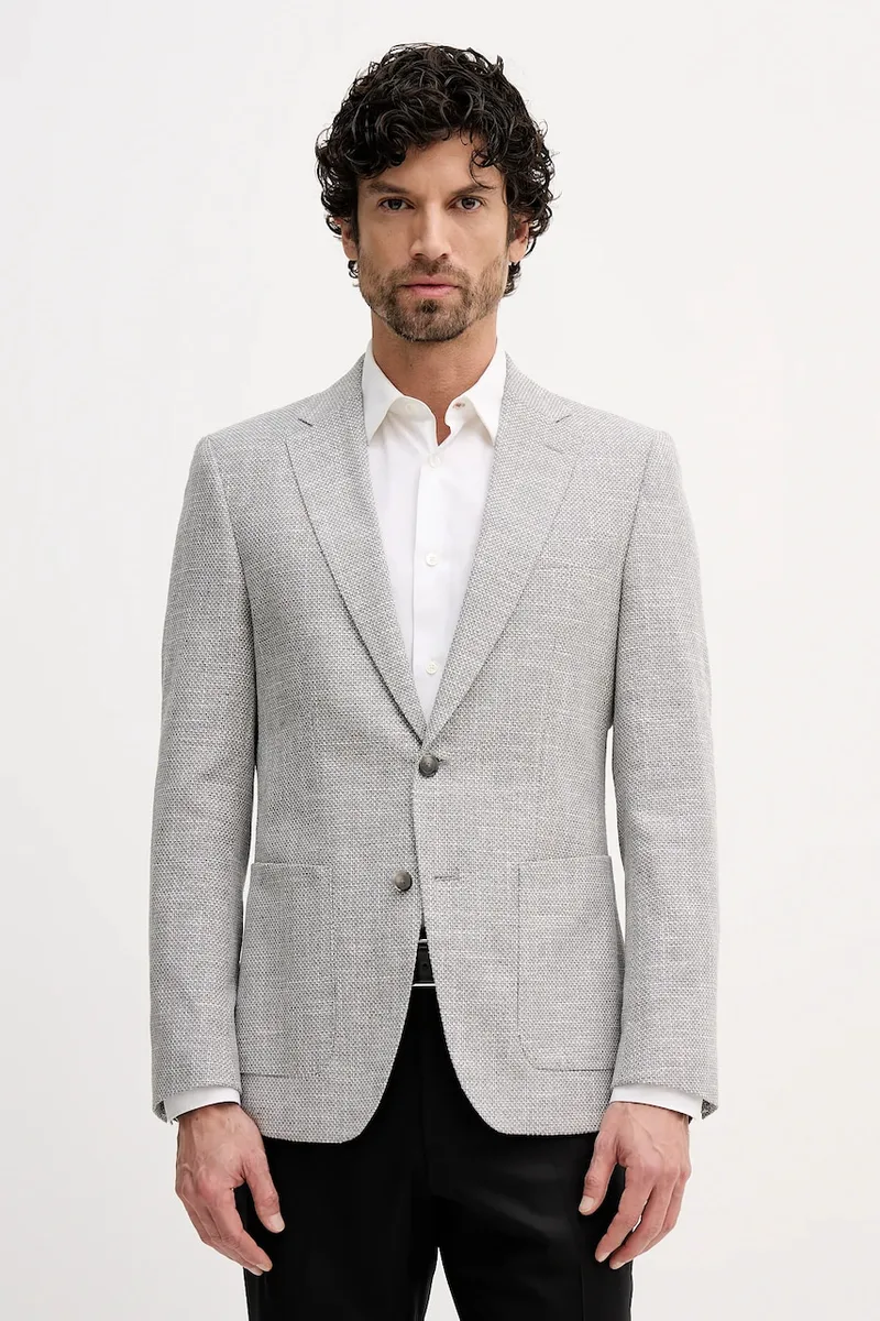 Blazer με μείγμα λινών BOSS TRIPLET BLUE THONG