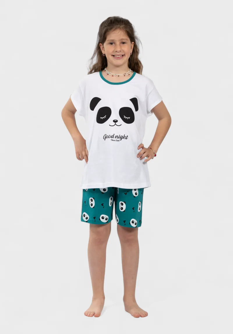 Πιτζάμα Εφηβική Panda Nina Club 100% Βαμβάκι Πράσινο NC152-25-2-Πράσινο