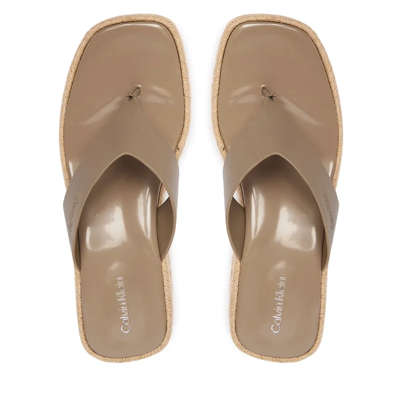 Σαγιονάρες Calvin Klein Block Heel Espa 50 Thong Lth HW0HW02902 Καφέ