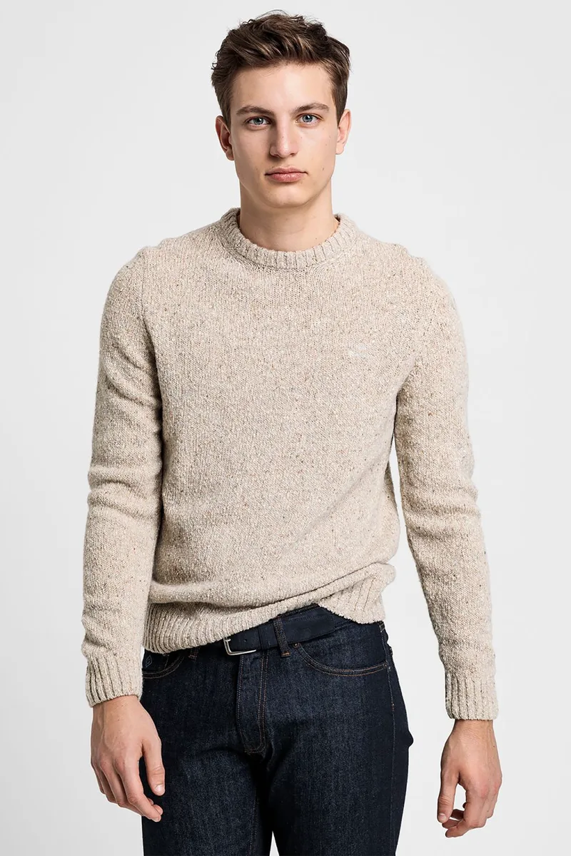 Gant ανδρική πλεκτή μπλούζα Normal fit "Nub Structure" - 8040059 Κρέμ
