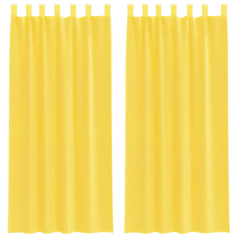 vidaXL Κουρτίνες Voile με Θηλιές 2 τεμ. Κίτρινες 140x225 εκ.