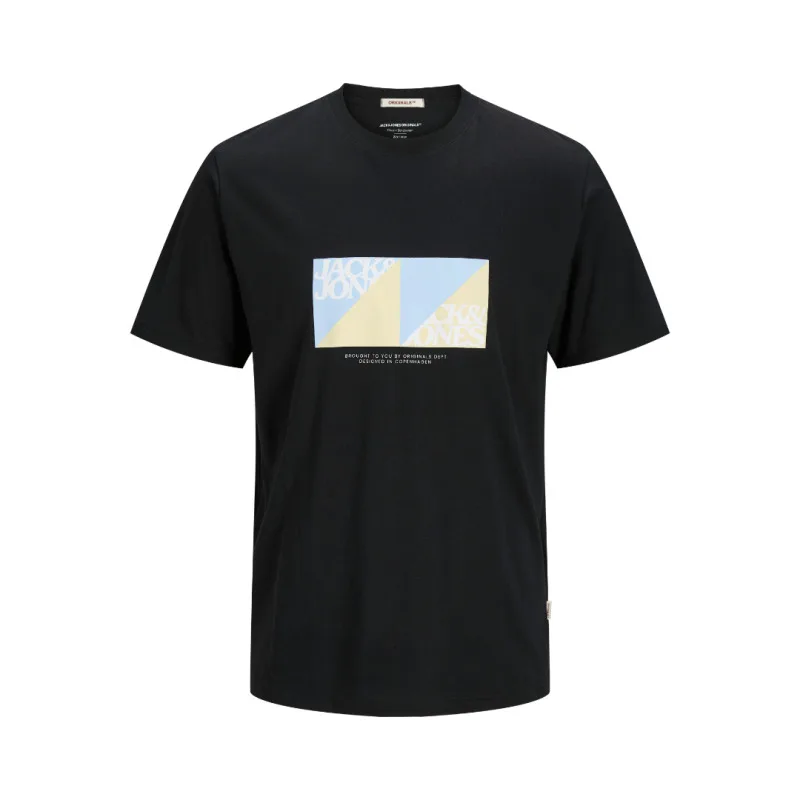 Jack & Jones "Tavira Branding"σε Plus fit γραμμή,με μεταξοτυπία - Black