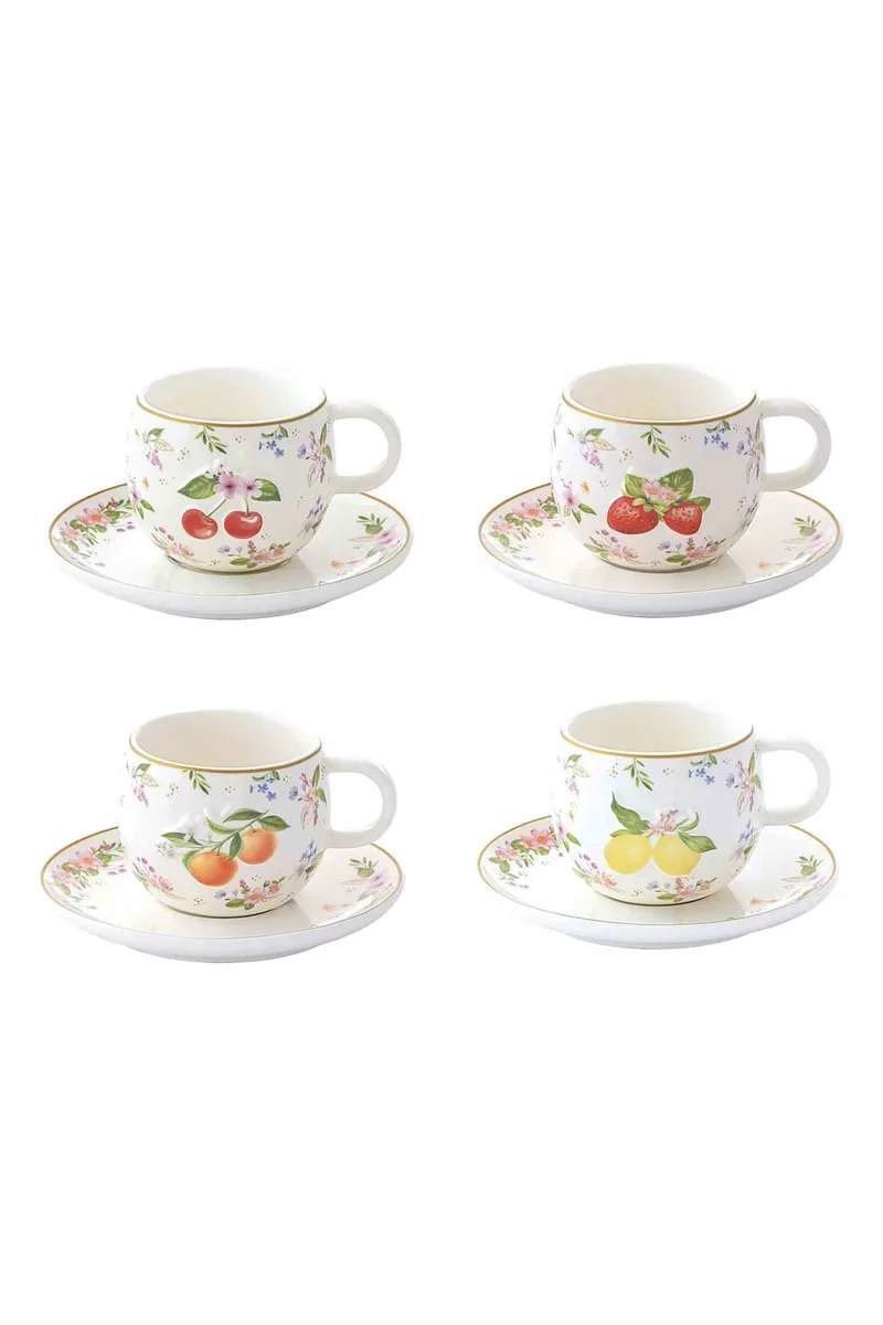 DOMUS HOMUS σετ πορσελάνινα φλυτζάνια καφέ "Fancy Fruit" 120 ml (2 τεμάχια) - 20-21-459
