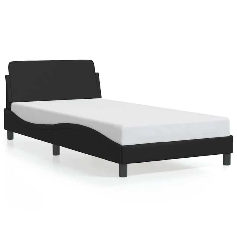 vidaXL Σκελετός Κρεβατιού Dover Μαύρο 100x190εκ.Συνθ. Δέρμα