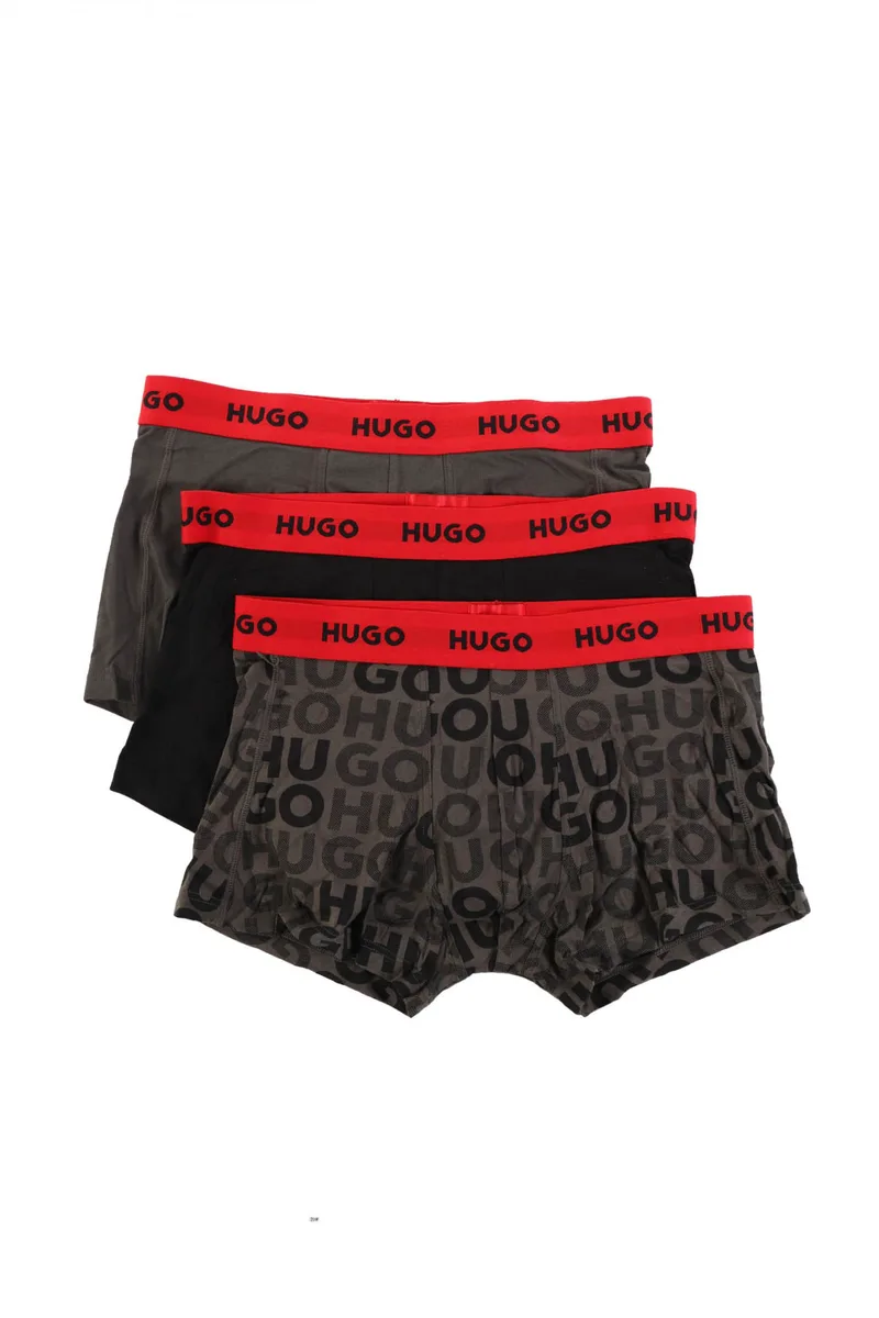 HUGO ΕΣΩΡΟΥΧΟ TRIPLET PACK TRUNKS DESIGN COTTON STRETCH ΑΝΘΡΑΚΙ-ΜΑΥΡΟ