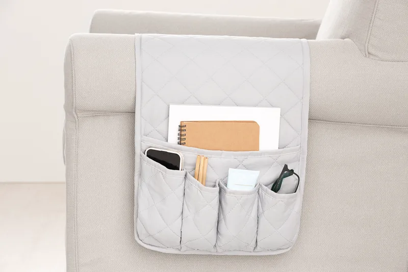 Κάλυμμα Θήκη Οργάνωσης Καναπέ 89x33 Quilt - C/21 Ανοιχτό Γκρι -10+ Χρώματα Διαθέσιμα-Καλύμματα Σαλονιού