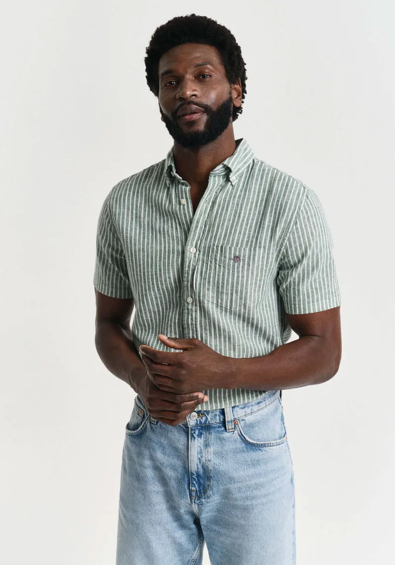 GANT Κοντομάνικο Πουκάμισο της σειράς Linen - 3250039 318 Woody Green