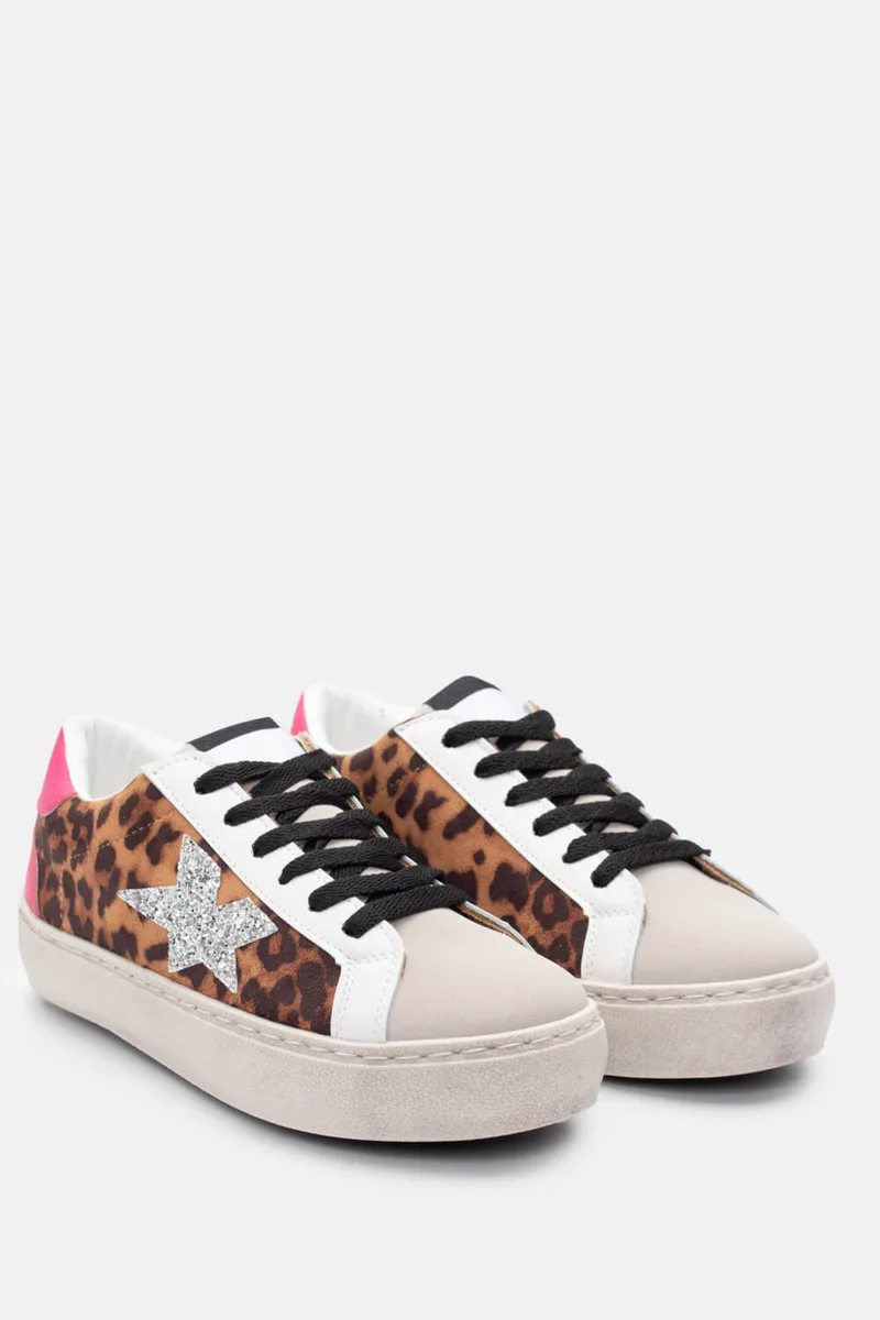 Sneakers σε Συνδυασμό Χρωμάτων & Strass - Animal Print
