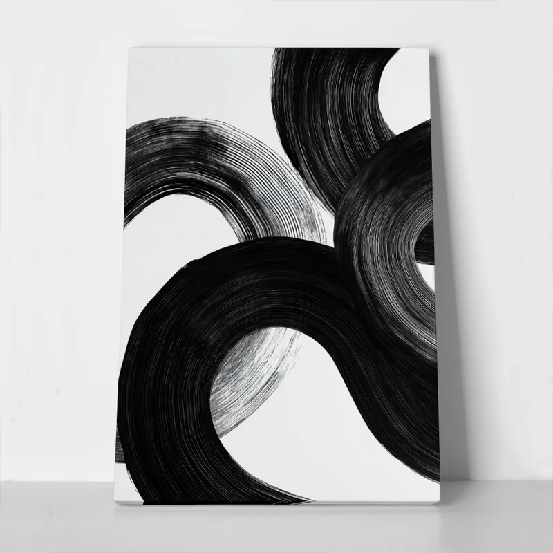 Πίνακας σε Καμβά BOHO BLACK & WHITE CIRCULAR BRUSH STROKES