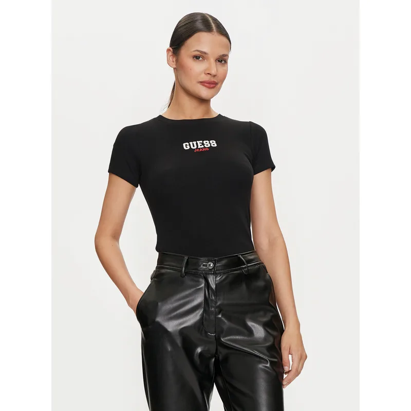 Guess Jeans T-Shirt W4YI64 KA0H1 Μαύρο Slim Fit
