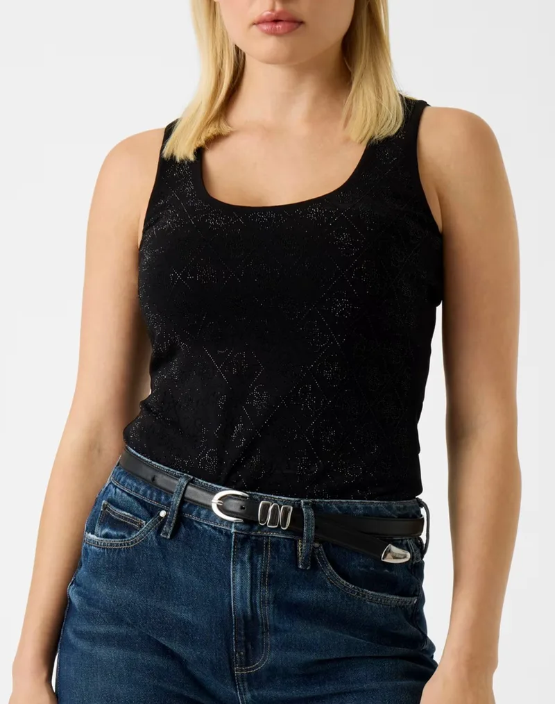 GUESS SL 4G ALLOVER TANK TOP ΜΠΛΟΥΖΑ ΓΥΝΑΙΚΕΙΟ W6GP10K2932-JBLK Black