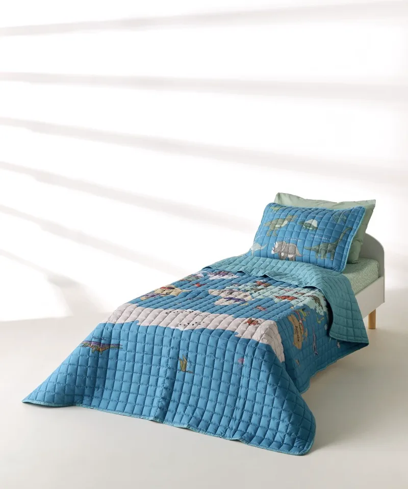 Σετ Παιδικό Κουβερλί Μονό 2 Τεμαχίων Kentia Pachy Blue-Mint 160x220