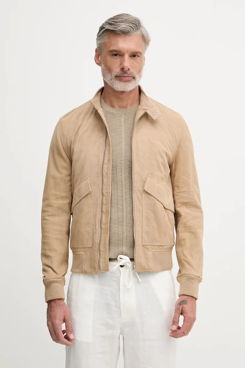Trussardi μεταβατικό μπουφάν ανδρικό δερμάτινο σουέτ