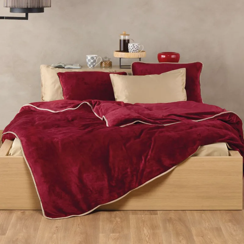 Παπλωματοθήκη Fleece King Size 260x240 Kentia Stylish Ivanna 05 Bordeaux 260x240