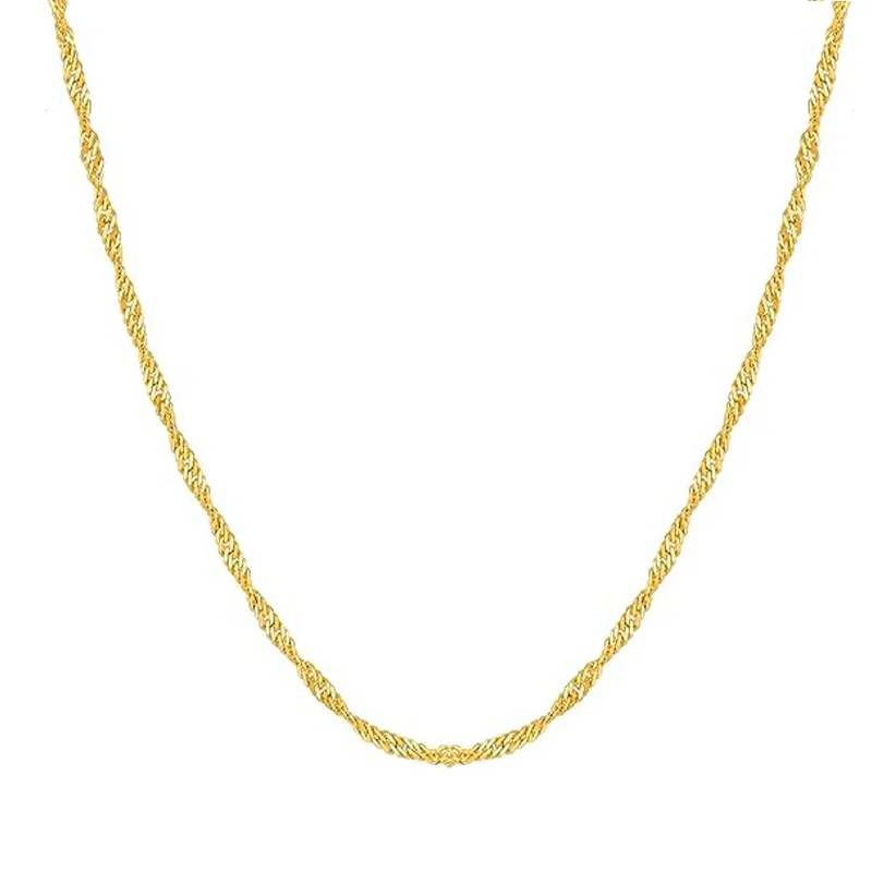 JT Unisex ατσάλινη αλυσίδα λαιμού στριφτή Σιγκαπούρη 1.8mm Χρυσό