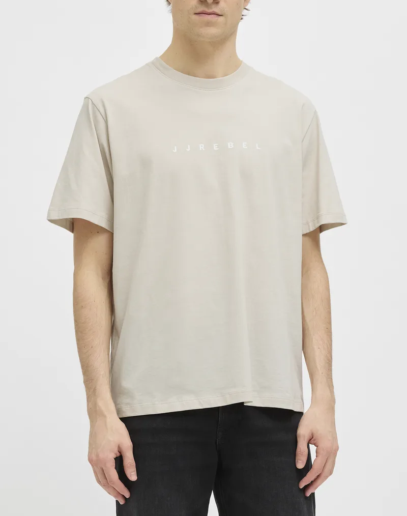 JJREBEL JREBROCKY LOGO TEE SS CREW NECK SN 12271037-Moonbeam Ecru