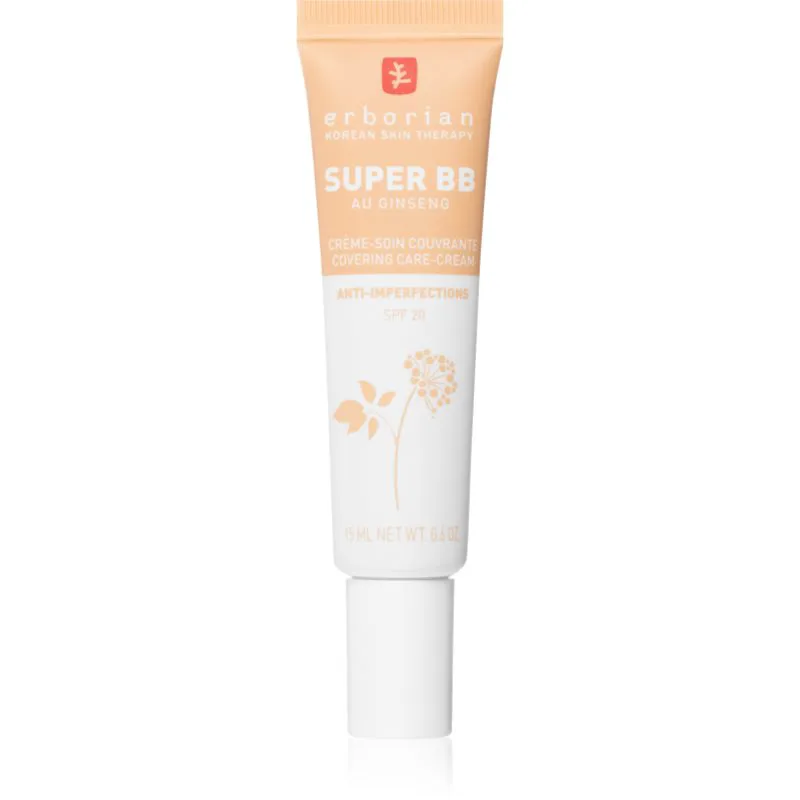 Erborian Super BB Covering Care-Cream ΒΒ κρέμα για άψογη και ενιαία εμφάνιση της επιδερμίδας μικρή συσκευασία απόχρωση Dore 15 ml