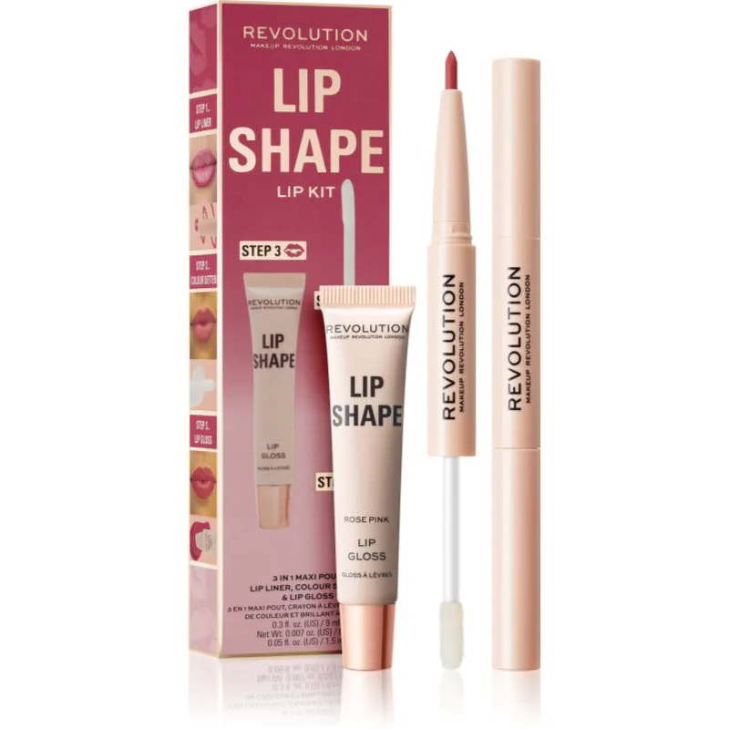 Revolution Lip Shape Kit σετ για τα χείλη απόχρωση Rose Ροζ 1 τμχ