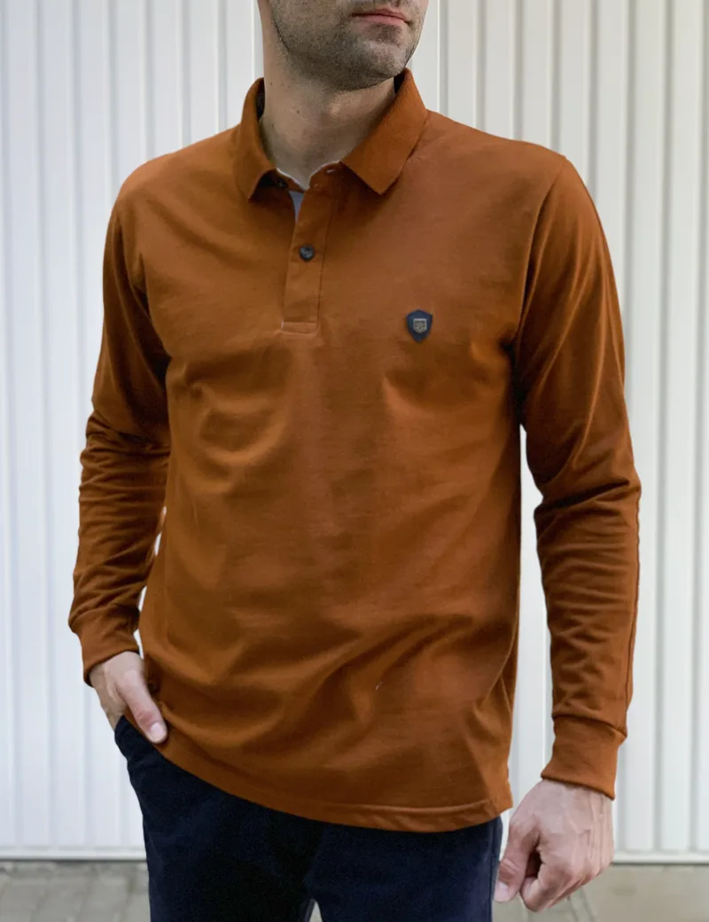 Everbest ανδρική κάμελ Polo πικέ μπλούζα plus size 241999T