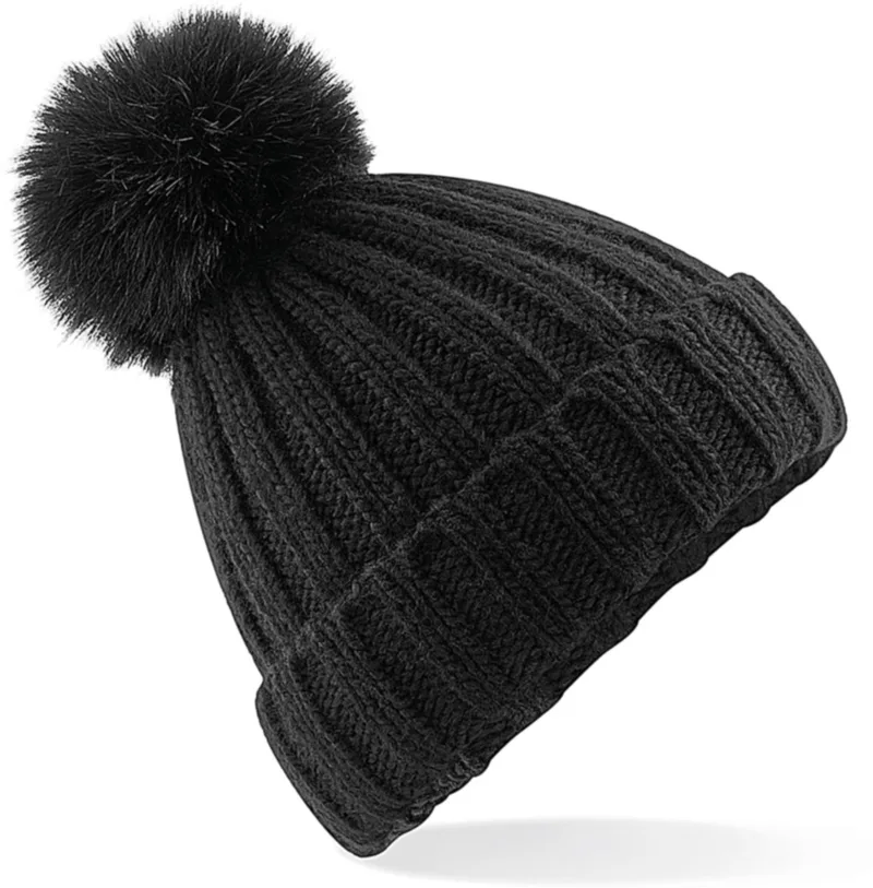 Σκούφος B413 Beechfield Verbier Fur Pom Pom Chunky Black
