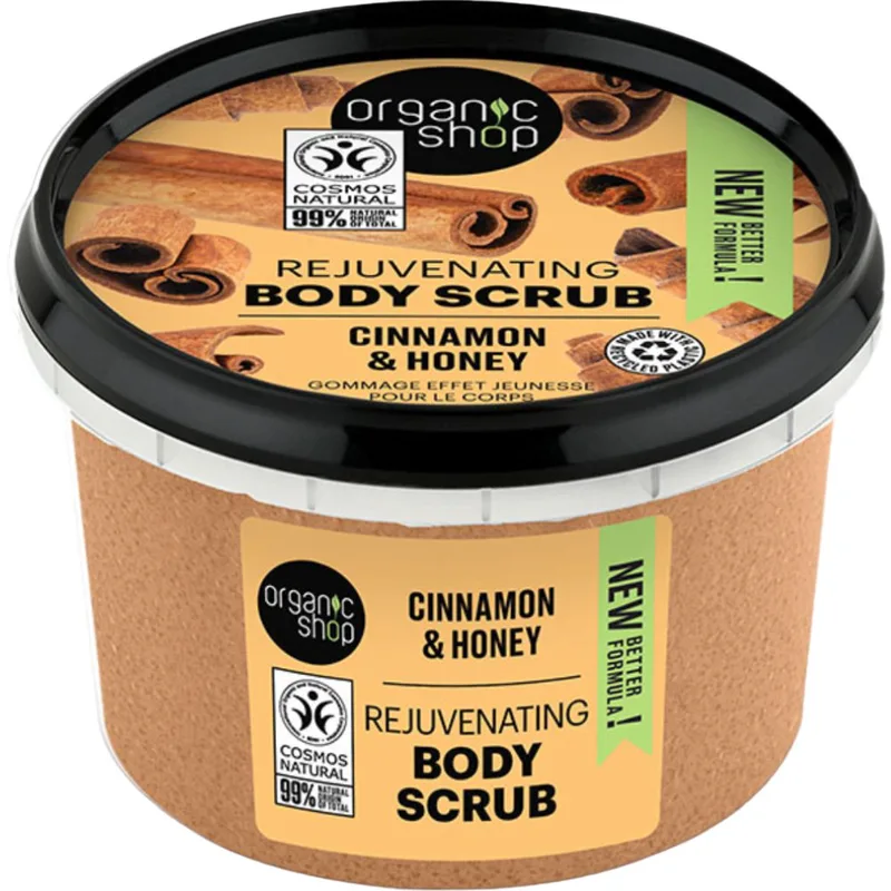 Organic Shop Rejuvenating Body Scrub with Cinnamon & Honey Απολεπιστικό Σώματος με Κανέλα & Μέλι για Καθαρισμό - Ανανέωση της Επιδερμίδας 250ml