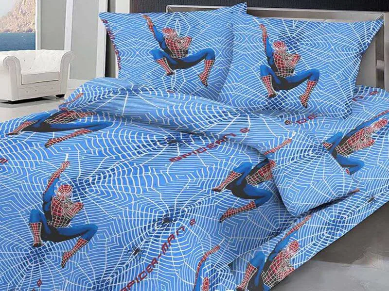Σετ Παιδικά Σεντόνια Μονά Γαλάζια Βαμβακερά Spiderman Γαρύφαλλο 160x260 - 160x260