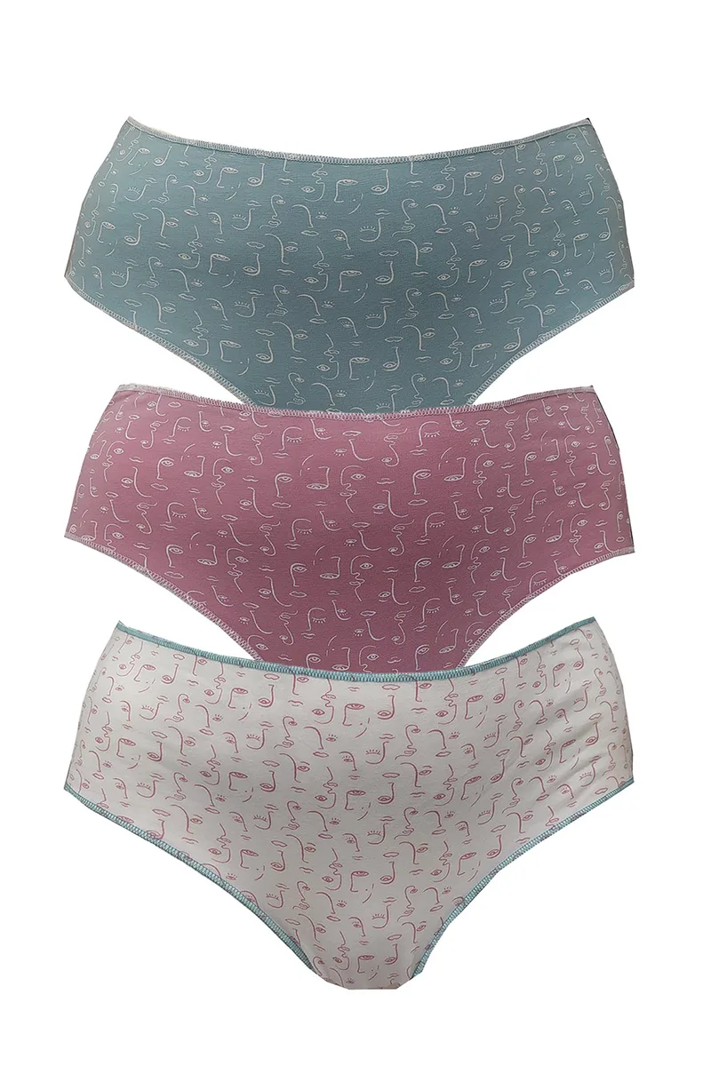 Cotonella Γυναικεία εσώρουχα Midi Slip "Faces" τριπλέτα (3 τμχ) - 3488-I303-5E100
