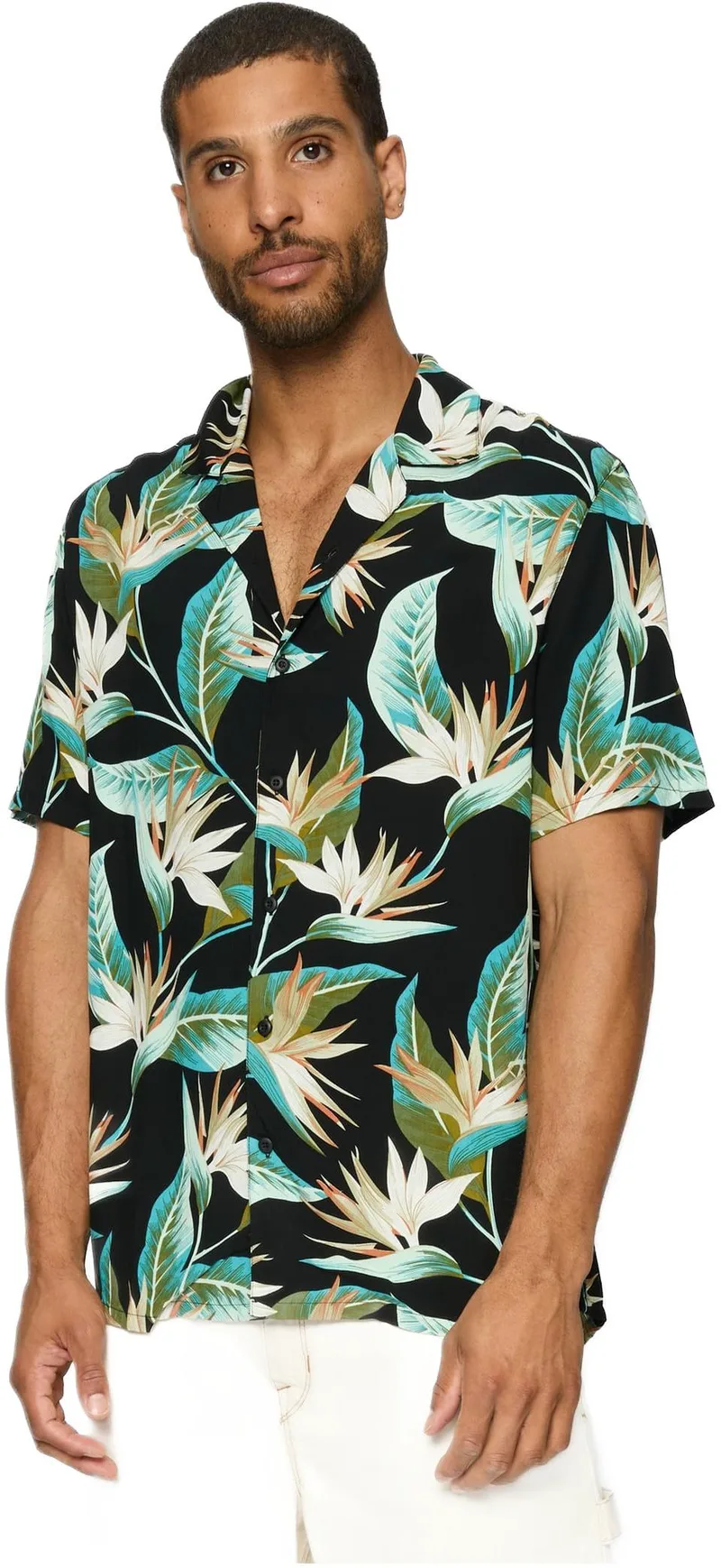 Blossoms Resort Shirt Urban Classics TB3506-02518 black/blossom