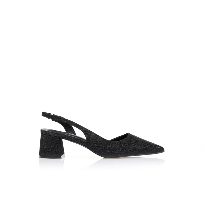 Γόβες λούρεξ slingback ΜΑΥΡΟ