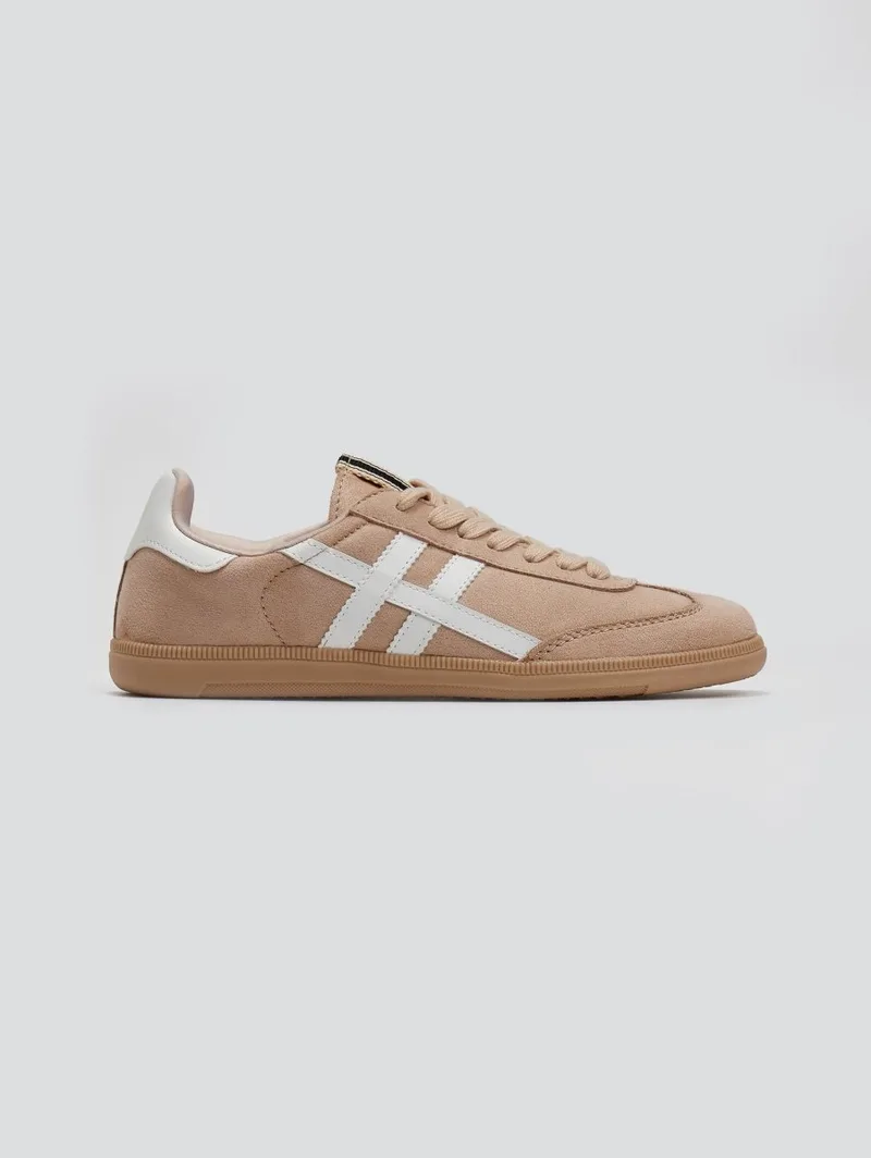 CORINA Suede Sneakers with Stripes - M5075 - Salmon