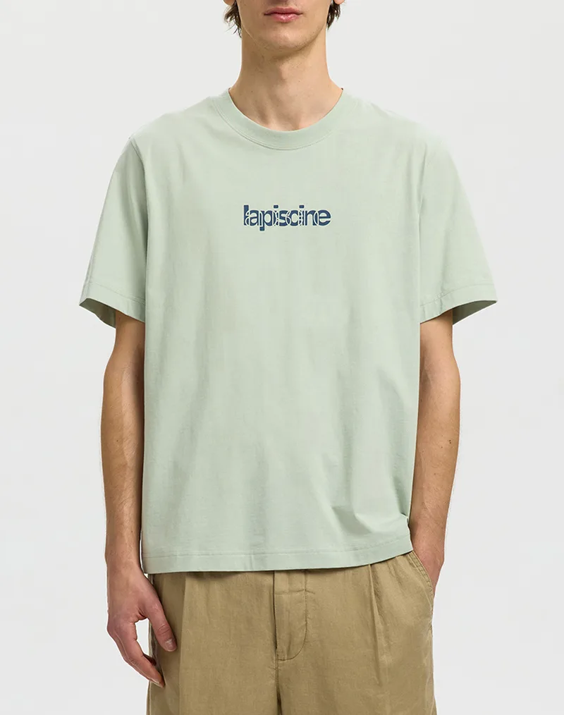 SELECTED SLHASPEN GRAPHIC SS TEE 16101613-Aqua Gray Aqua