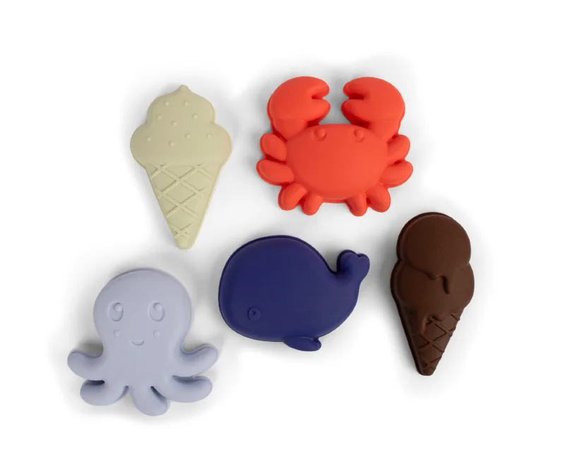 Filibabba - Silicone Sand Toys 5 pieces - Blue Mix